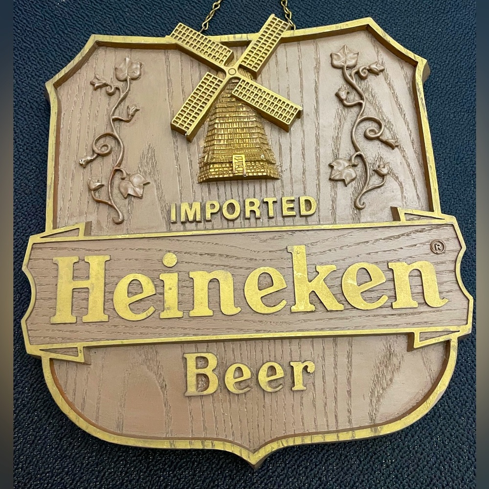 VTG 1984 Heineken Imported Beer Windmill Wall Foamboard Plaque